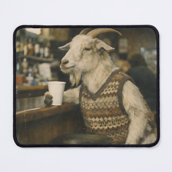 Item preview, Goat Standing at a Vintage Bar Wall Art | Cool Farm Animal Portrait | Retro Photography Aesthetic Rustic Print designed and sold by PaintedPixels01.