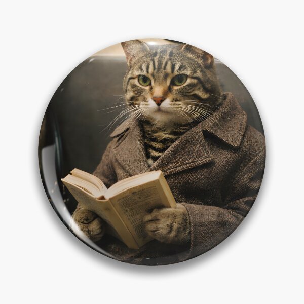 Item preview, Cat Reading a Book on the Subway Wall Art | Thoughtful Feline Commuter Portrait | Retro Photography Aesthetic Vintage Print designed and sold by PaintedPixels01.