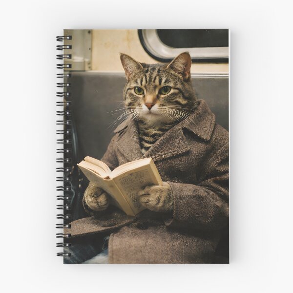 Item preview, Cat Reading a Book on the Subway Wall Art | Thoughtful Feline Commuter Portrait | Retro Photography Aesthetic Vintage Print designed and sold by PaintedPixels01.