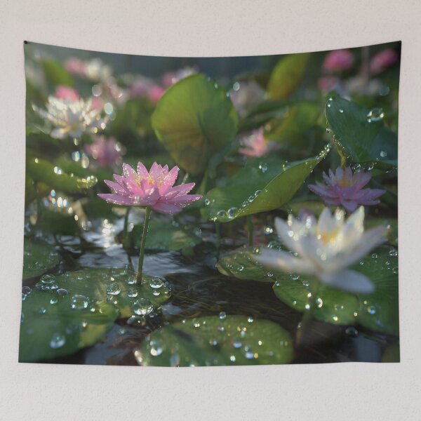 Item preview, Lotus and Rain Droplets  designed and sold by AwesomeDigiShop.