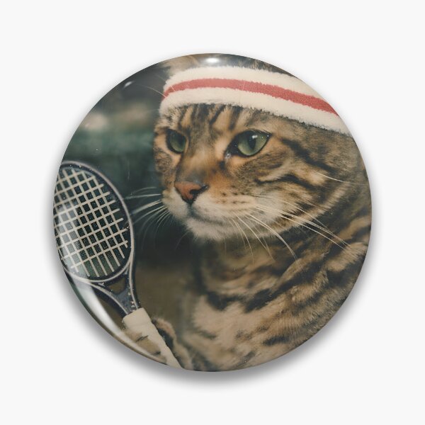 Item preview, Kitten Playing Badminton Wall Art | Adorable Athletic Cat Portrait | Retro Photography Aesthetic Vintage Sports Print designed and sold by PaintedPixels01.