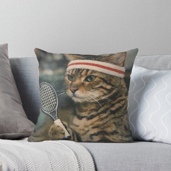 Item preview, Kitten Playing Badminton Wall Art | Adorable Athletic Cat Portrait | Retro Photography Aesthetic Vintage Sports Print designed and sold by PaintedPixels01.