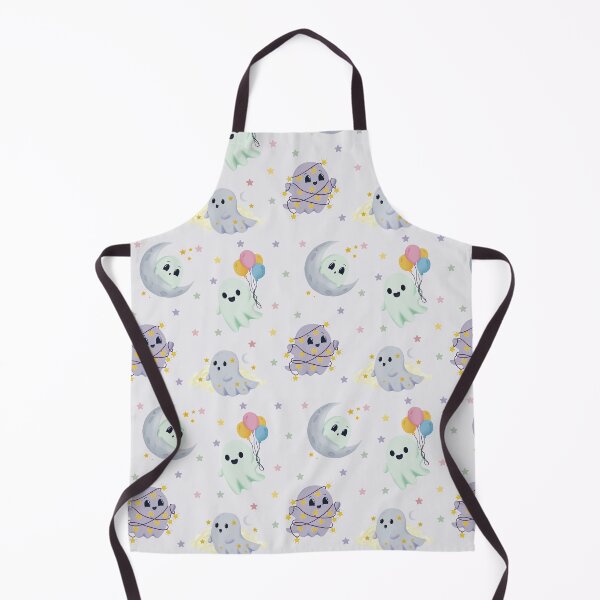 Item preview, Cute Celestial Ghosts Pastel Light Grey Seamless Halloween Pattern designed and sold by StoriesInGrain.