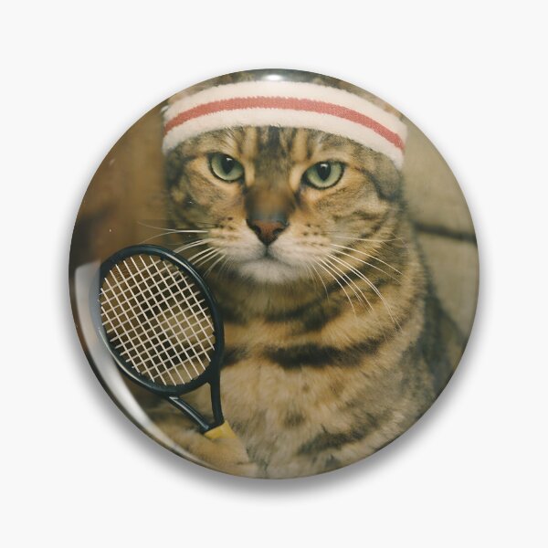 Item preview, Kitten Playing Badminton Wall Art | Adorable Athletic Cat Portrait | Retro Photography Aesthetic Vintage Sports Print designed and sold by PaintedPixels01.