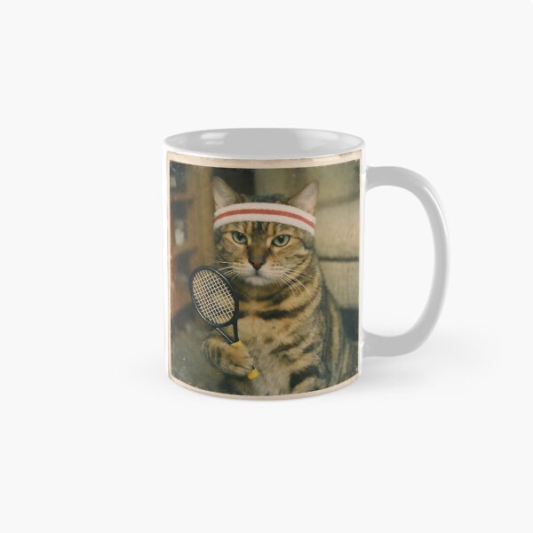 Item preview, Kitten Playing Badminton Wall Art | Adorable Athletic Cat Portrait | Retro Photography Aesthetic Vintage Sports Print designed and sold by PaintedPixels01.