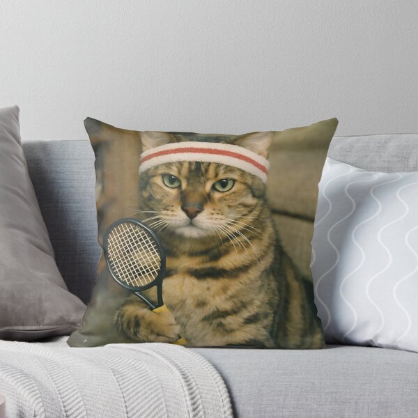 Item preview, Kitten Playing Badminton Wall Art | Adorable Athletic Cat Portrait | Retro Photography Aesthetic Vintage Sports Print designed and sold by PaintedPixels01.