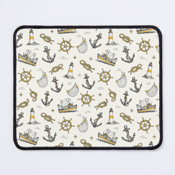 Item preview, Vintage Nautical Fishing Seamless Pattern – Yellow Black Maritime Design designed and sold by Nontanut easydesign.
