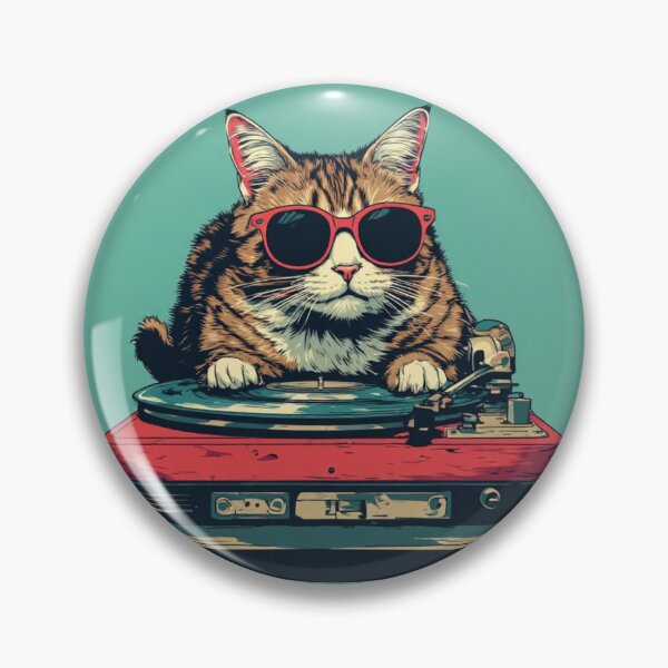 Item preview, Neon Retro DJ Cat Illustration designed and sold by Designs By Ms Mal_Tas.