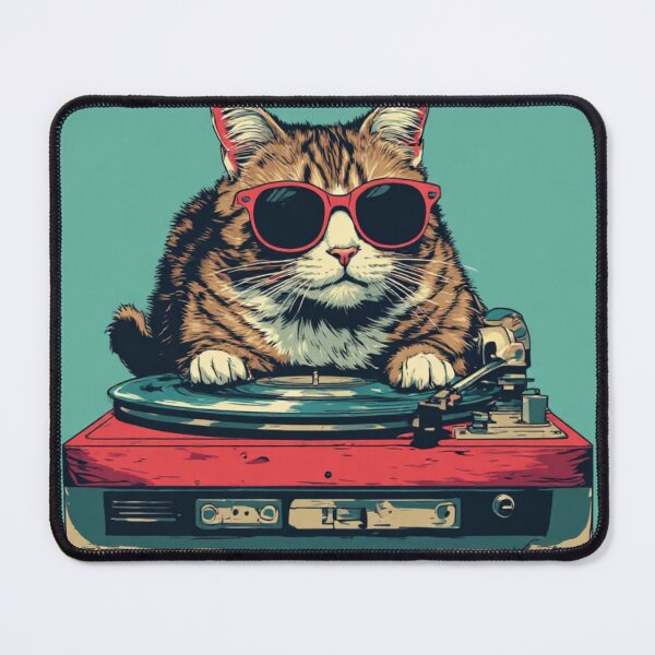Item preview, Neon Retro DJ Cat Illustration designed and sold by Designs By Ms Mal_Tas.