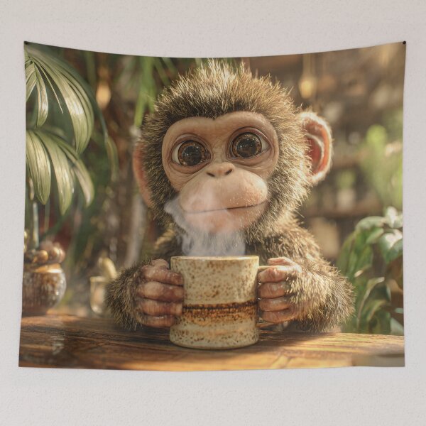 Item preview, Monkey in Cafe designed and sold by AwesomeDigiShop.