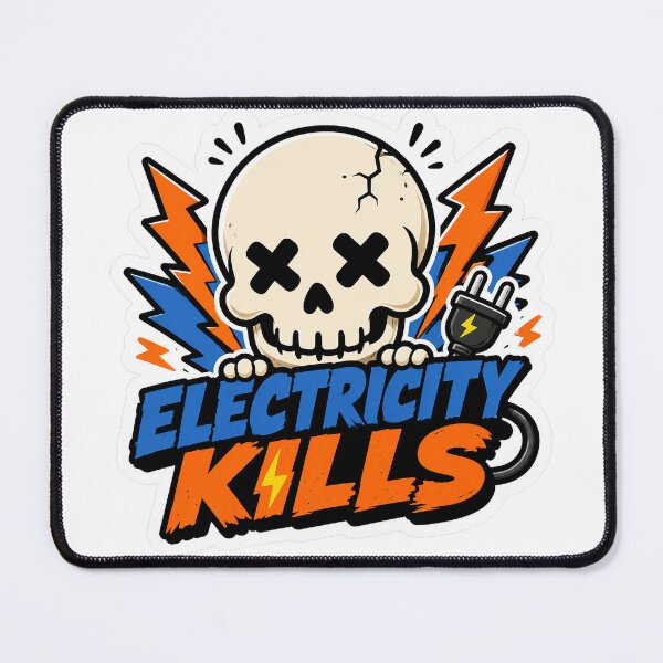 Item preview, Electricity Kills Cute Skull Cartoon Sticker Pop Graphic Design designed and sold by Abidel.