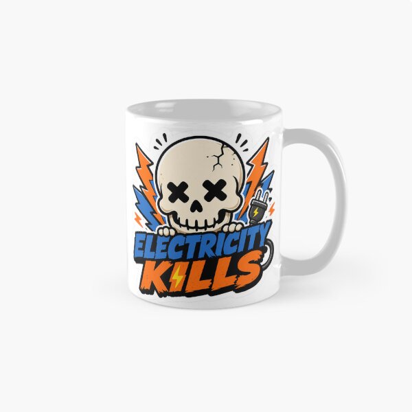 Item preview, Electricity Kills Cute Skull Cartoon Sticker Pop Graphic Design designed and sold by Abidel.