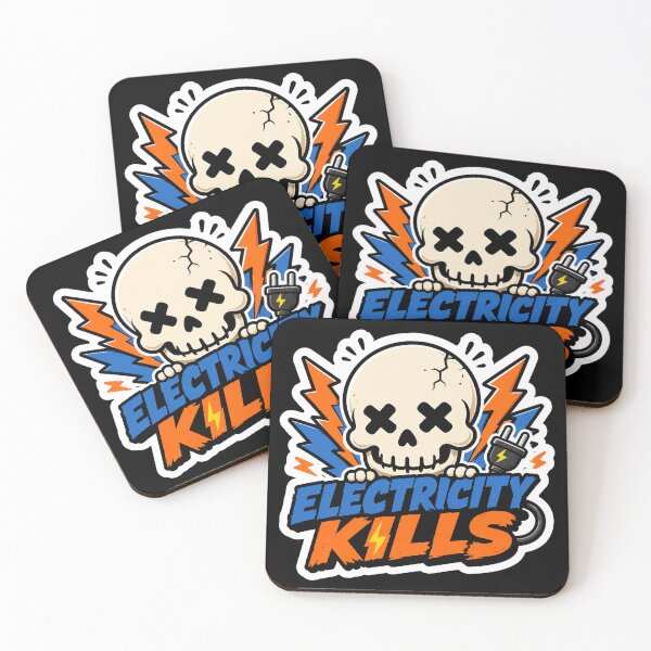 Item preview, Electricity Kills Cute Skull Cartoon Sticker Pop Graphic Design designed and sold by Abidel.