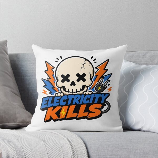 Item preview, Electricity Kills Cute Skull Cartoon Sticker Pop Graphic Design designed and sold by Abidel.