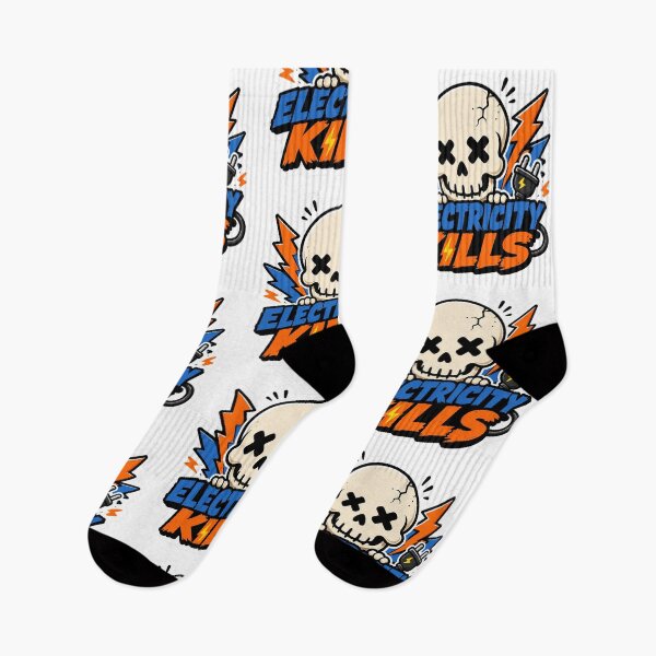 Item preview, Electricity Kills Cute Skull Cartoon Sticker Pop Graphic Design designed and sold by Abidel.