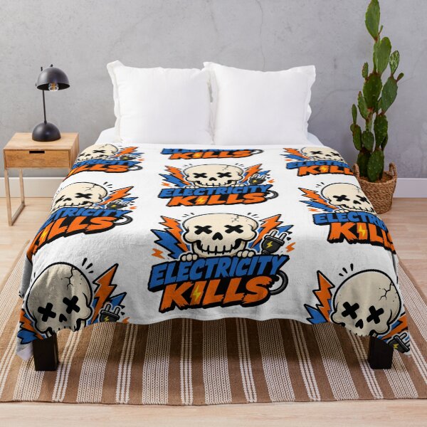 Item preview, Electricity Kills Cute Skull Cartoon Sticker Pop Graphic Design designed and sold by Abidel.