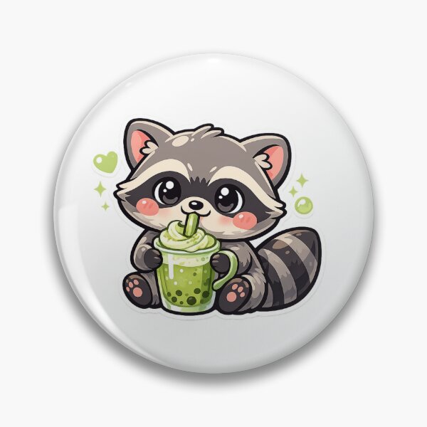 Item preview, Cute Matcha Raccoon Kawaii Sticker | Green Tea Latte Trash Panda Cartoon designed and sold by ritach11.