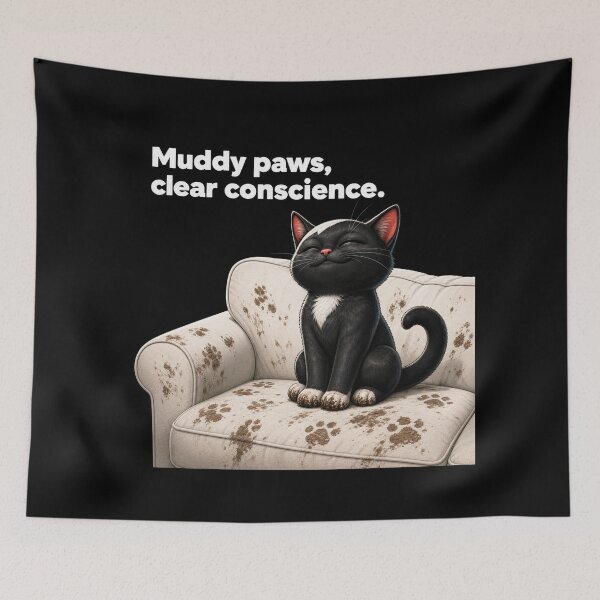 Item preview, black cat Muddy Paws Clear Conscience Funny Cat T-Shirt designed and sold by Uglyandcute.