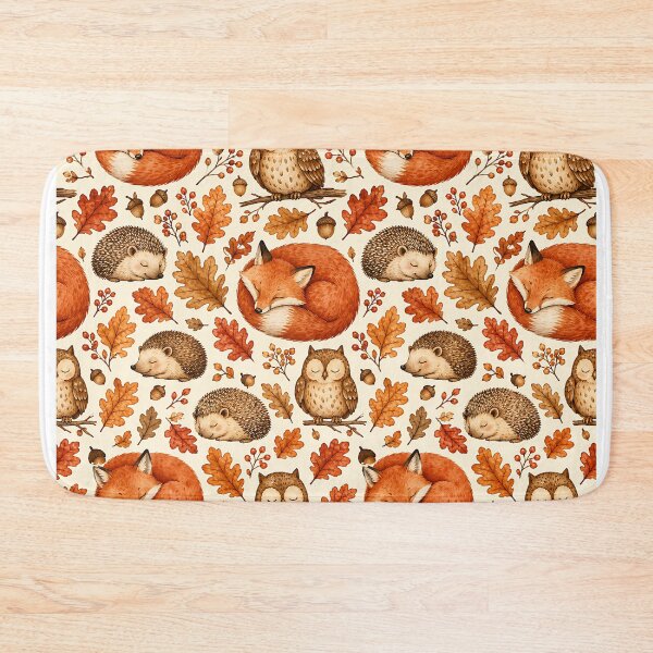 Item preview, Cute Autumn Woodland Fox And Hedgehog Pattern designed and sold by Thai Vibe Studio.