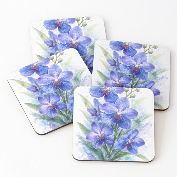 Item preview, Blue Vanda Orchid Watercolour Botanical Art Print designed and sold by EcologicoolShp.