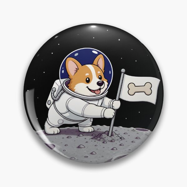 Item preview, Cute Corgi Astronaut on Moon - Funny Space Dog Bone Flag Art designed and sold by Knacky Print.