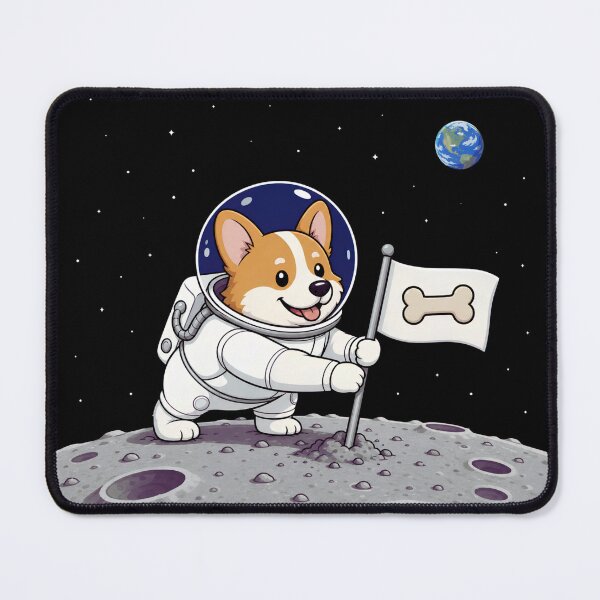 Item preview, Cute Corgi Astronaut on Moon - Funny Space Dog Bone Flag Art designed and sold by Knacky Print.