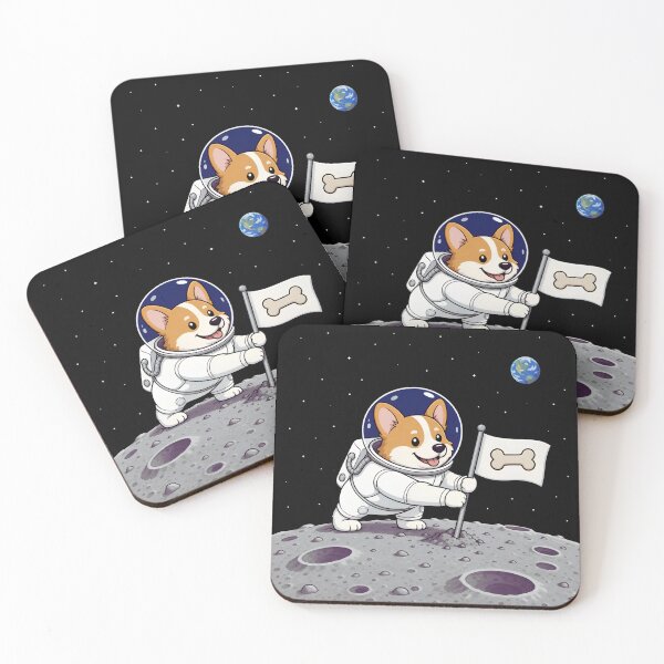 Item preview, Cute Corgi Astronaut on Moon - Funny Space Dog Bone Flag Art designed and sold by Knacky Print.