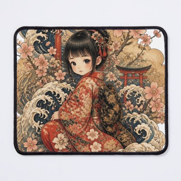 Item preview, Cute Zashiki Warashi Japanese Folklore Spirit Vintage Wave Art designed and sold by vekotpu.