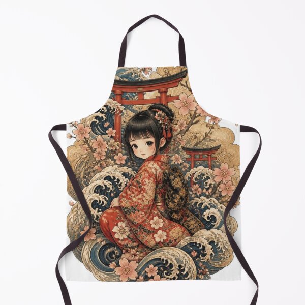 Item preview, Cute Zashiki Warashi Japanese Folklore Spirit Vintage Wave Art designed and sold by vekotpu.