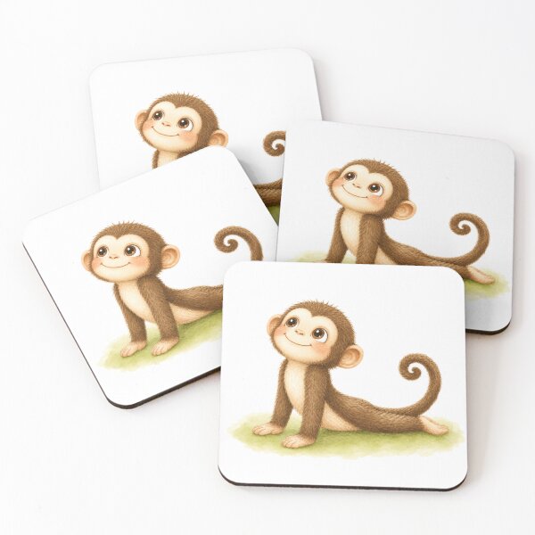 Item preview, Cobra Pose Monkey Yoga Watercolor Print designed and sold by YogiAnimalArt.