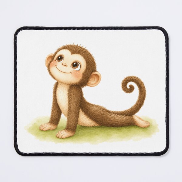 Item preview, Cobra Pose Monkey Yoga Watercolor Print designed and sold by YogiAnimalArt.