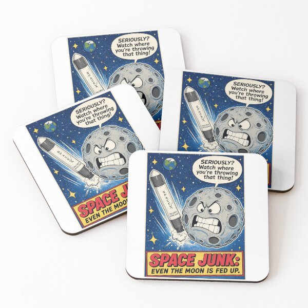Item preview, Angry Moon Space Junk Cartoon designed and sold by Designs By Ms Mal_Tas.