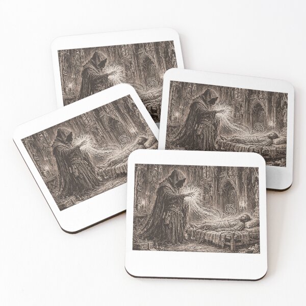 Item preview, Dark Cathedral - The Healing Rite in Infirmary Linocut designed and sold by Neurospicy Trolls.