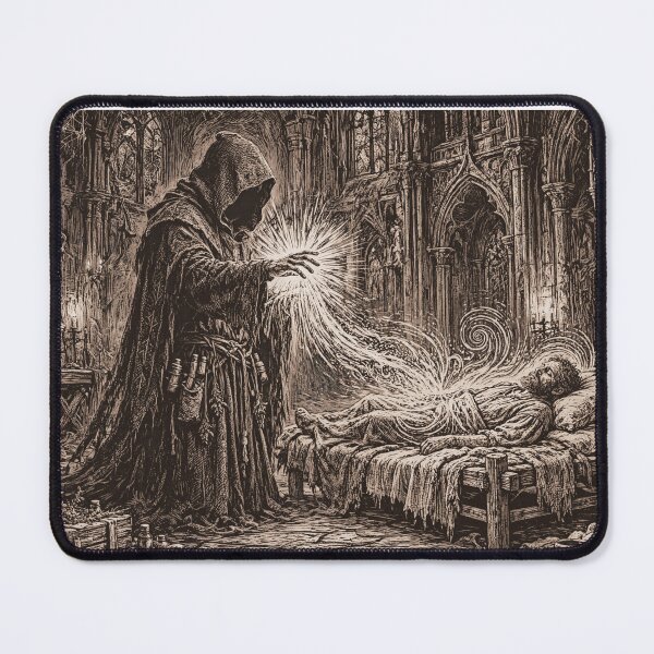 Item preview, Dark Cathedral - The Healing Rite in Infirmary Linocut designed and sold by Neurospicy Trolls.