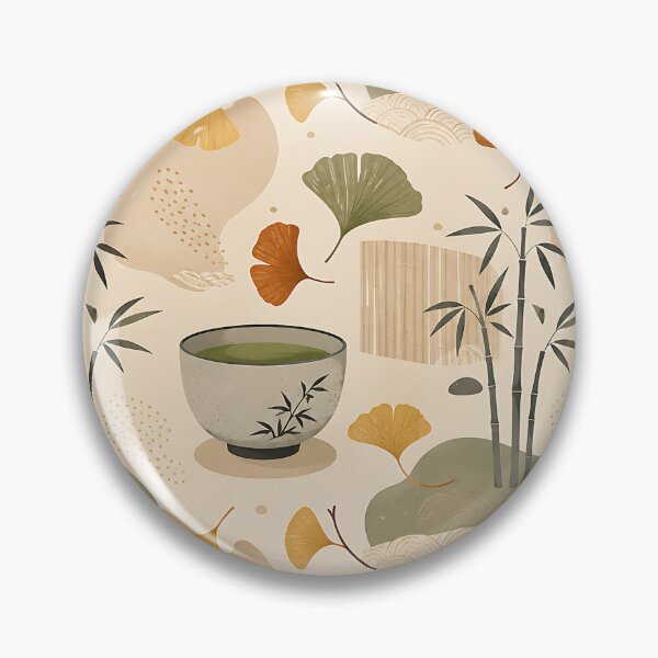 Item preview, Minimalist Japandi Matcha And Ginkgo Pattern designed and sold by Thai Vibe Studio.
