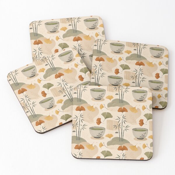 Item preview, Minimalist Japandi Matcha And Ginkgo Pattern designed and sold by Thai Vibe Studio.