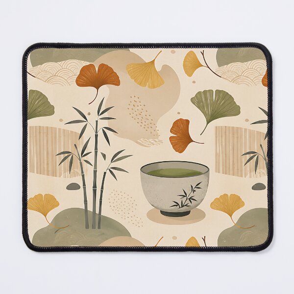 Item preview, Minimalist Japandi Matcha And Ginkgo Pattern designed and sold by Thai Vibe Studio.