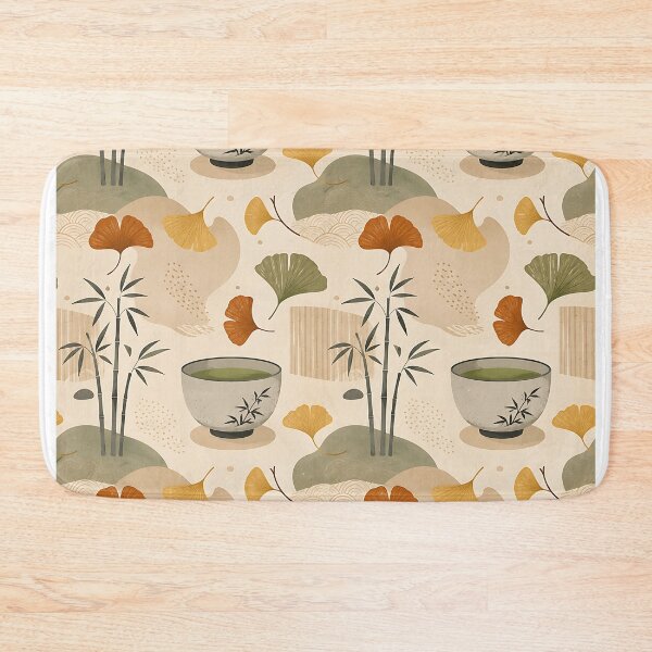 Item preview, Minimalist Japandi Matcha And Ginkgo Pattern designed and sold by Thai Vibe Studio.