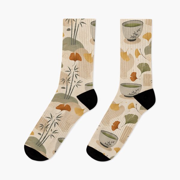 Item preview, Minimalist Japandi Matcha And Ginkgo Pattern designed and sold by Thai Vibe Studio.