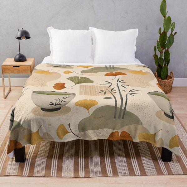 Item preview, Minimalist Japandi Matcha And Ginkgo Pattern designed and sold by Thai Vibe Studio.