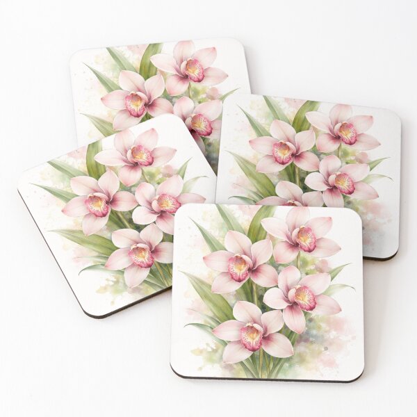 Item preview, Blush Pink Cymbidium Orchid Watercolour Art Print designed and sold by EcologicoolShp.