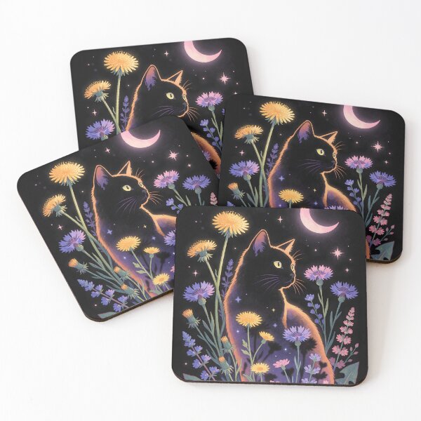 Item preview, Mystical Black Cat Under Crescent Moon designed and sold by KiraChie.
