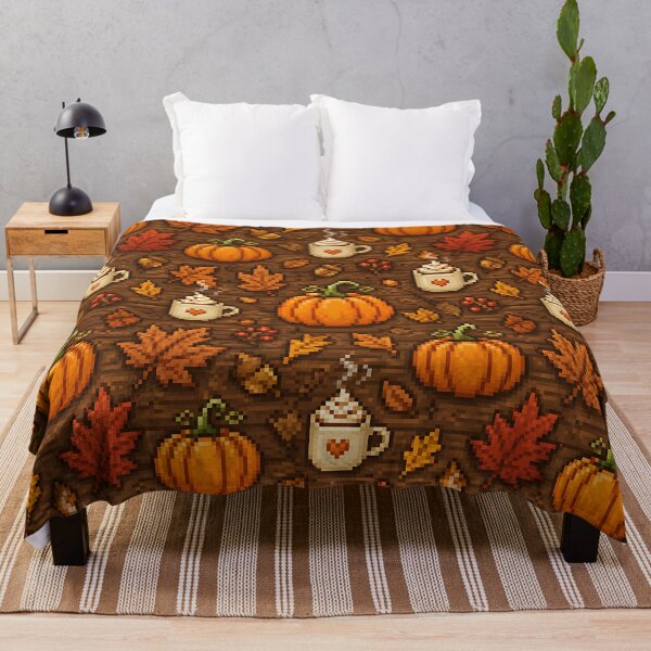 Item preview, Retro 8 Bit Pixel Autumn Harvest Pattern designed and sold by Thai Vibe Studio.