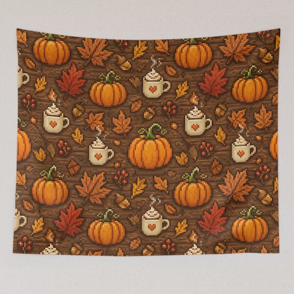 Item preview, Retro 8 Bit Pixel Autumn Harvest Pattern designed and sold by Thai Vibe Studio.