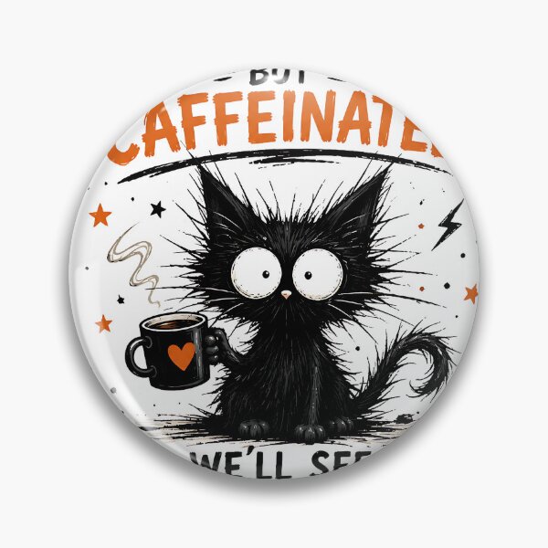 Artikelvorschau, Zu viel Nachdenken, aber Koffein – Lustige schwarze Katze und Kaffee entworfen und verkauft von Jaideep Walia.