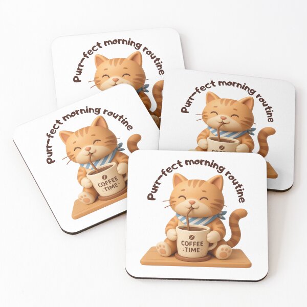 Item preview, Purrfect Morning Routine Cute 3D Tabby Cat Coffee designed and sold by Alexacarmen.