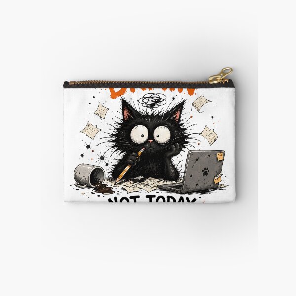 Item preview, Not Today Brain Not Today Thanks - Overwhelmed Black Cat designed and sold by Jaideep Walia.