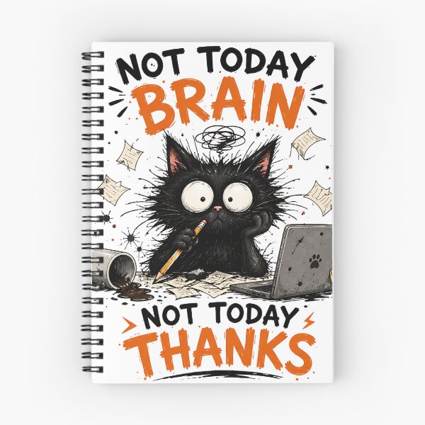 Item preview, Not Today Brain Not Today Thanks - Overwhelmed Black Cat designed and sold by Jaideep Walia.