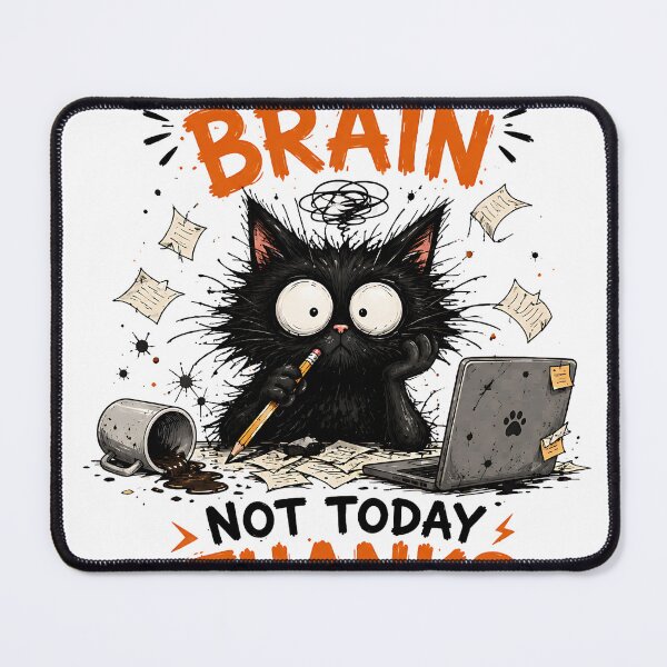 Item preview, Not Today Brain Not Today Thanks - Overwhelmed Black Cat designed and sold by Jaideep Walia.