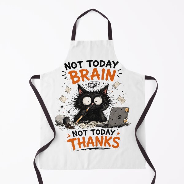 Item preview, Not Today Brain Not Today Thanks - Overwhelmed Black Cat designed and sold by Jaideep Walia.